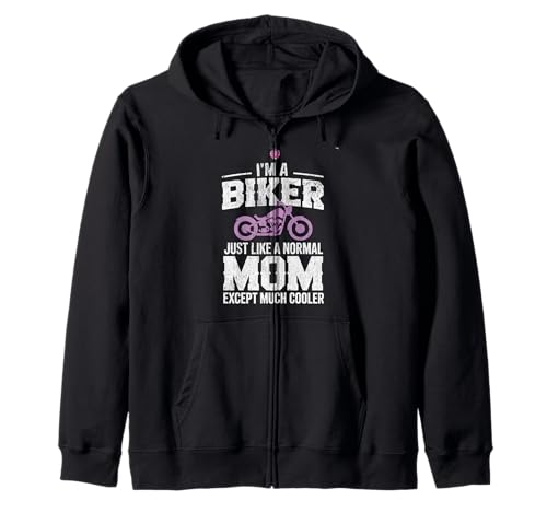Biker-Mama wie eine Normale Mutter, Aber cooleres Lustiges Motorrad Kapuzenjacke von Biker Mom Design Apparel