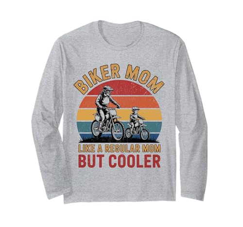 Biker-Mama wie eine Normale Mutter, Aber cooleres Lustiges Motorrad Langarmshirt von Biker Mom Design Apparel