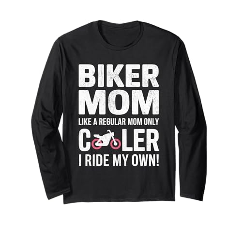 Biker-Mama wie eine Normale Mutter, Aber cooleres Lustiges Motorrad Langarmshirt von Biker Mom Design Apparel