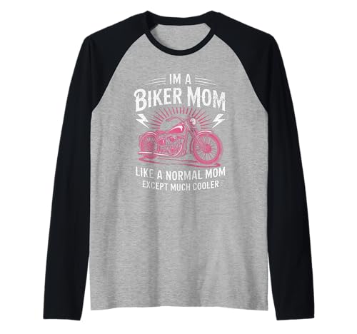 Biker-Mama wie eine Normale Mutter, Aber cooleres Lustiges Motorrad Raglan von Biker Mom Design Apparel
