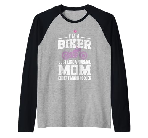 Biker-Mama wie eine Normale Mutter, Aber cooleres Lustiges Motorrad Raglan von Biker Mom Design Apparel