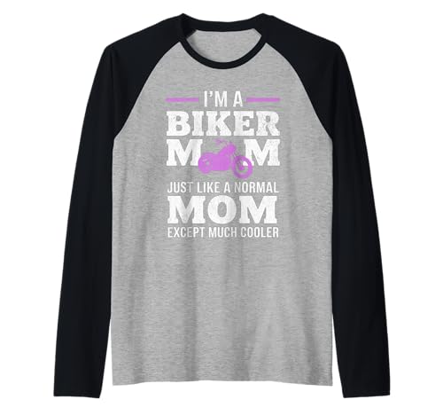 Biker-Mama wie eine Normale Mutter, Aber cooleres Lustiges Motorrad Raglan von Biker Mom Design Apparel