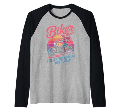 Biker-Mama wie eine Normale Mutter, Aber cooleres Lustiges Motorrad Raglan von Biker Mom Design Apparel