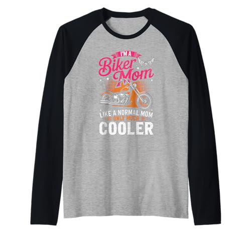 Biker-Mama wie eine Normale Mutter, Aber cooleres Lustiges Motorrad Raglan von Biker Mom Design Apparel