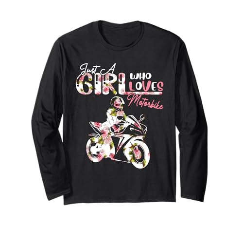 Just A Girl Who Loves Motorbike Floral Woman Biker Lover Langarmshirt Just A Girl Who Loves Motorbike Floral Woman Biker Lover Langarmshirt von Biker Vacations Costume