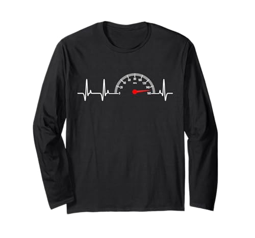 Tacho Herzschlag Motorrad Autos Hochgeschwindigkeitsfahren Herren Langarmshirt von Bikers Cars Speed Lovers Apparel