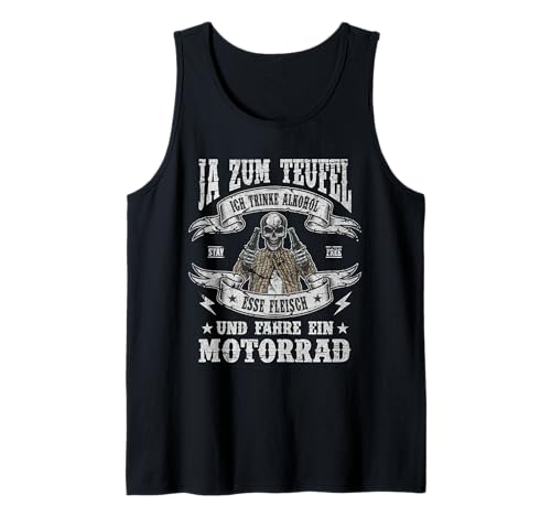 Herren Ja zum Teufel ich fahre ein Motorrad | Cooler Biker Spruch Tank Top von BikersHood