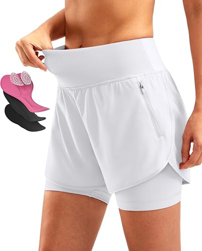 Bikewa Damen Mountainbike Shorts 4D Gepolstert MTB Radfahren Reiten Radfahren Fahrrad Biker Cycle Shorts für Frauen Reißverschlusstaschen, Weiss/opulenter Garten, X-Groß von Bikewa