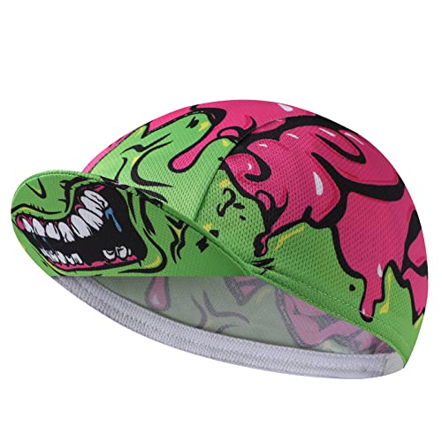 BikingBros Funny Cycling Cap - Polyester Green Skull Cycling Hat-Under Helmet - Cycling Helmet Liner Breathable&Sweat Uptake von BikingBros