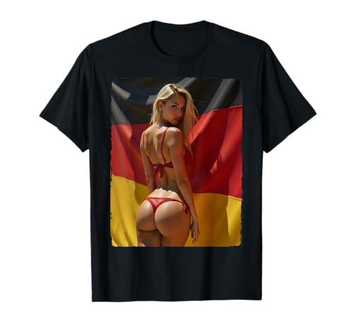 Bikini Babe T-Shirt - Sexy Blond Babe in Rot & Deutsche Flagge T-Shirt Bikini Babe T-Shirt - Sexy Blond Babe in Rot & Deutsche Flagge T-Shirt von Bikini Babe Tshirts For Men by NSPART