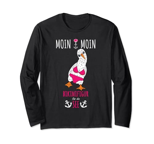 Moin Lustiges Norddeutsch Plattdeutsch Möwe Bikini Damen Fun Langarmshirt von Bikini Meerjungfrau Nordsee Geschenke Möwe Deko