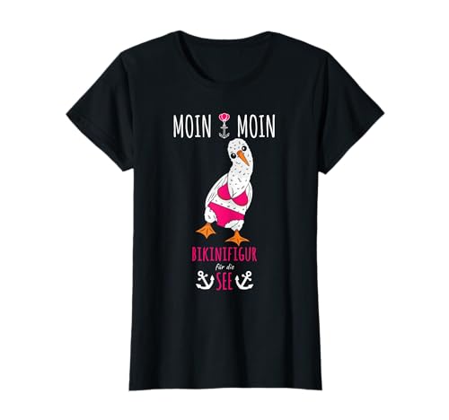 Moin Lustiges Norddeutsch Plattdeutsch Möwe Bikini Damen Fun T-Shirt von Bikini Meerjungfrau Nordsee Geschenke Möwe Deko