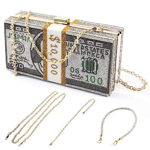 Bilinavy Geld Clutch Geldbörsen für Frauen, Stapel von Bargeld Dollars Kristall Clutch Geldbörsen, GRAU, Small Bilinavy Geld Clutch Geldbörsen für Frauen, Stapel von Bargeld Dollars Kristall Clutch Geldbörsen, GRAU, Small von Bilinavy