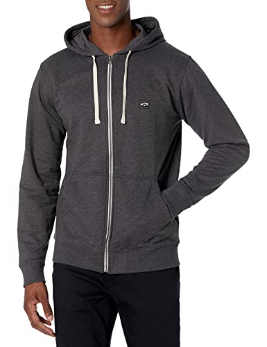 Billabong Herren Classic Premium Full Zip Fleece Sweatshirt Hoodie Kapuzenpullover, Schwarze Textur, Small von BILLABONG