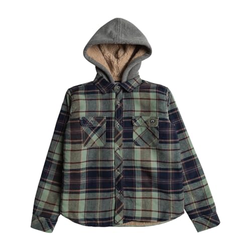 BILLABONG Kinder Coastline Flanell Langarm Kapuzenshirt Shacket Knopf Outdoor, farngrün, 10 Jahre von Billabong
