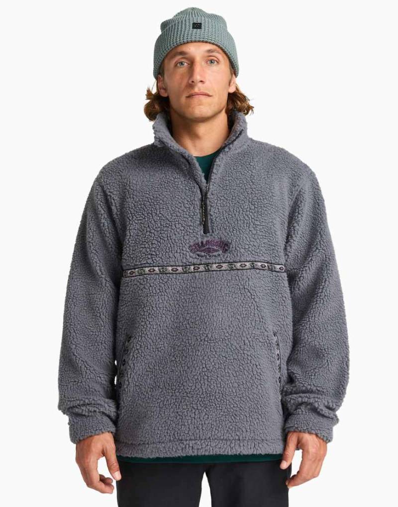 Billabong - Boundary Tombstone - Fleece-Sweatshirt in Grau mit kurzem Reißverschluss und Stehkragen von Billabong