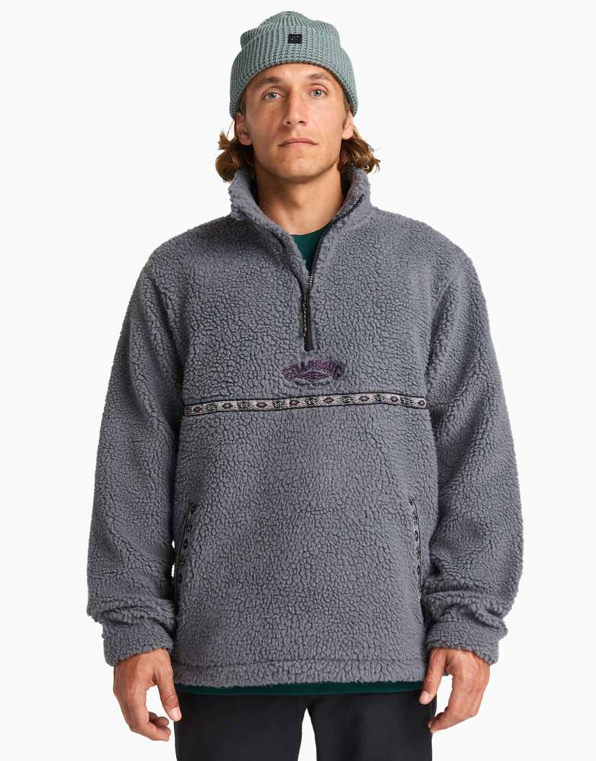 Billabong - Boundary Tombstone - Fleece-Sweatshirt in Grau mit kurzem Reißverschluss und Stehkragen von Billabong