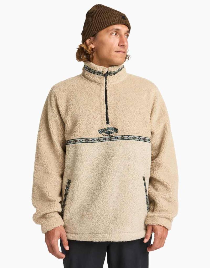Billabong - Boundary Tombstone - Fleece-Sweatshirt in Weiß mit kurzem Reißverschluss und Stehkragen von Billabong