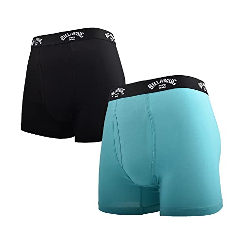 Billabong Herren Basic Boxershorts aus Baumwolle Retroshorts, Schwarz/Aqua (2er-Pack), Medium von Billabong