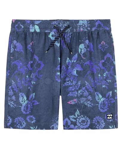 Billabong Jungen Layback 4-Way Stretch Swim Trunks with UPF 50+ Sun Protection, Quick Dry Bathing Suit Badehose, Fog Good Times, 14-16 von Billabong