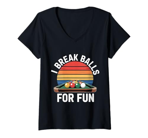 Damen I Break Balls for Fun Billard Pool Witz - T-Shirt mit V-Ausschnitt Damen I Break Balls for Fun Billard Pool Witz - T-Shirt mit V-Ausschnitt von Billard Cue Control Comedy