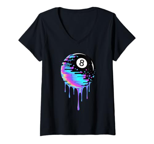 Damen Glitch Art Billard Spieler Billards T-Shirt mit V-Ausschnitt Damen Glitch Art Billard Spieler Billards T-Shirt mit V-Ausschnitt von Billiard Gift For A Pool Player
