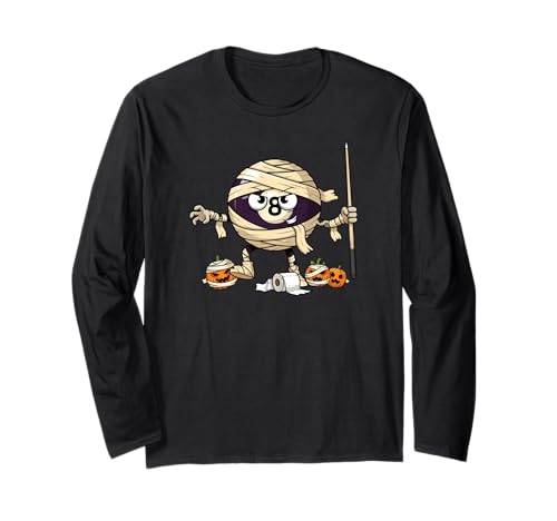 Lustiger Billard-Mumien-Kürbis Halloween Kinder Herren Damen Langarmshirt von Billiard Lovers Cute Halloween Outfits Boy Girl