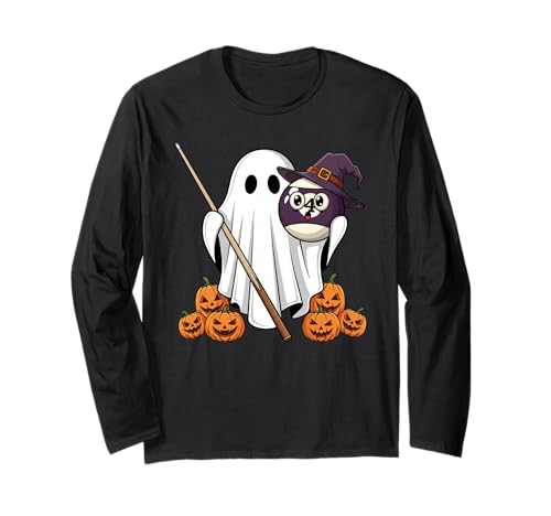 Lustiger Geist Billard Kürbis Halloween Kinder Herren Damen Langarmshirt von Billiard Lovers Cute Halloween Outfits Boy Girl