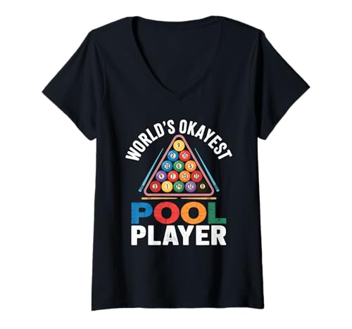Damen World's Okayest Pool Player Funny Billard Balls T-Shirt mit V-Ausschnitt Damen World's Okayest Pool Player Funny Billard Balls T-Shirt mit V-Ausschnitt von Billiards Funny Pool Player