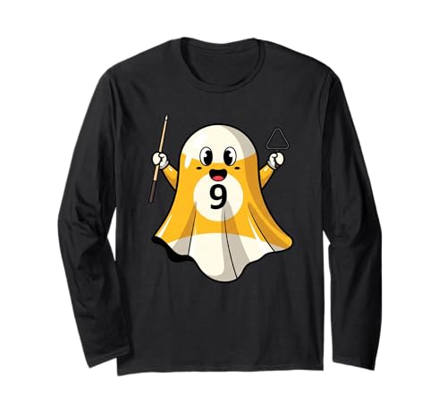 Lustiger Billardgeist Kürbis Boo Halloween Kinder Herren Damen Langarmshirt von Billiards Lovers Halloween Ghost Pumpkin Outfits
