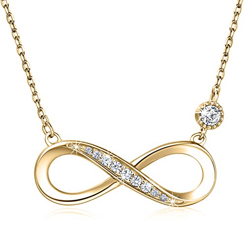 925 Sterling Silber Halskette - Billie Bijoux"Endless Love" Infinity Herz Anhänger weißes Gold überzogene Diamant Frauen einstellbare Halskette (Gold) von Billie Bijoux