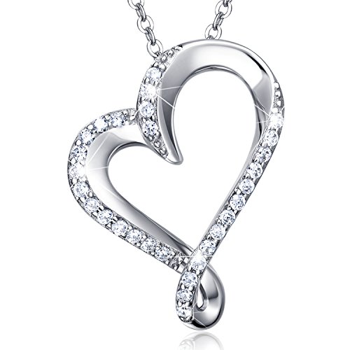 Billie Bijoux 925 Sterling Silber Herz Halskette einzige Liebe Platin überzogen Zirkonia Diamant Anhänger Kette Damen Halskette 18" (B-infinity heart) von Billie Bijoux