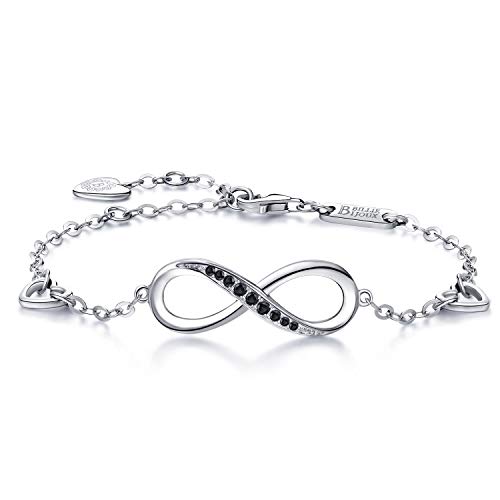 Billie Bijoux Infinity Unendlichkeit Symbol Damen Armband 925 Sterling Silber Zirkonia Armkette Verstellbar Charm Armband or Mother's Day (schwarz) von Billie Bijoux