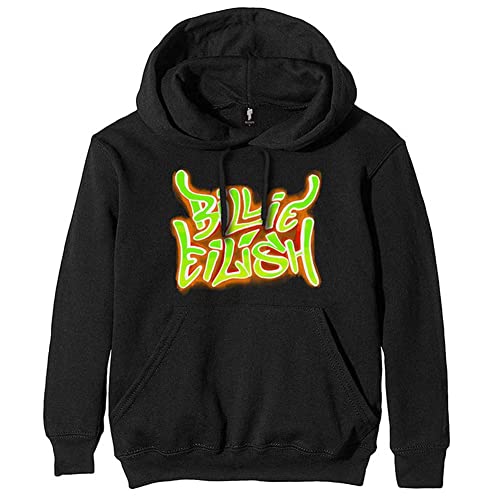 Billie Eilish 'Airbrush Flames' (Schwarz) Pullover Kapuzenpullover (medium) von Billie Eilish