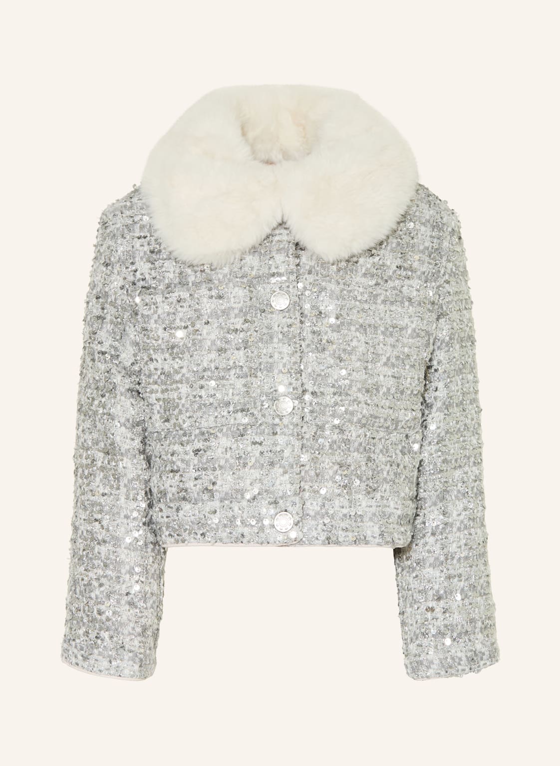 Billieblush Kastenjacke Mit Pailletten Und Kunstfell silber von Billieblush