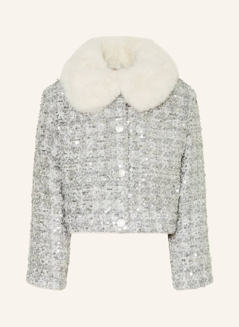 Billieblush Kastenjacke Mit Pailletten Und Kunstfell silber von Billieblush