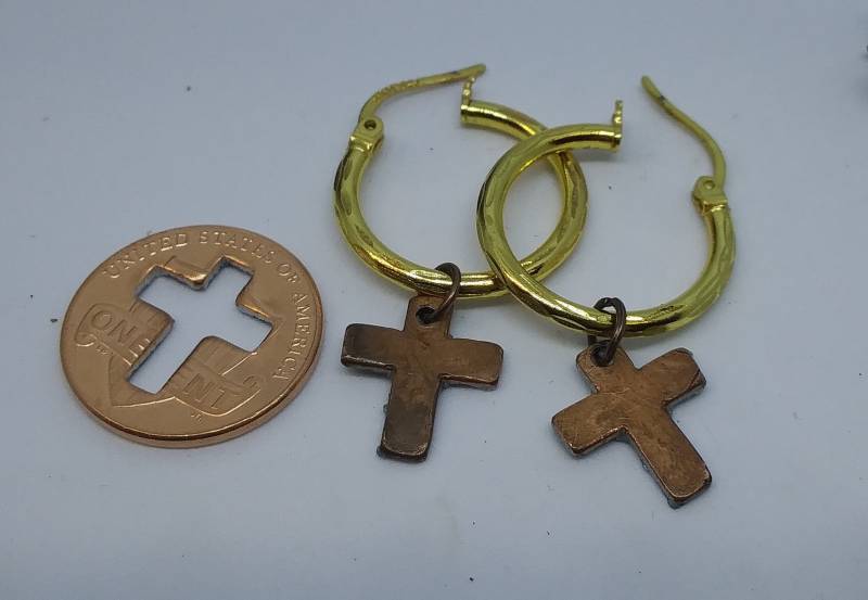 Kupfer Kreuz Ohrringe Baumelt - Fügen Sie Ihre Lieblings Weihnachts-Kreuz Große Stocking Stuffer Reifen Kupfer Kreuz Ohrringe Baumelt - Fügen Sie Ihre Lieblings Weihnachts-Kreuz Große Stocking Stuffer Reifen von BilliesBodaciousStuf