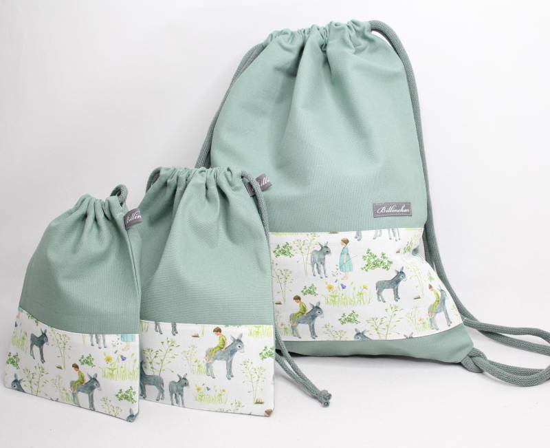 Eurythmiebeutel, Schläppchenbeutel, Zugbeutel, Handarbeitsbeutel "Eseljunge" von Billinchen