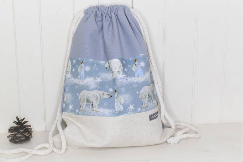 Turnbeutel, Kindergartentasche, Kindergartenbeutel, Zugbeutel, Handarbeitsbeutel "Eisbären" von Billinchen