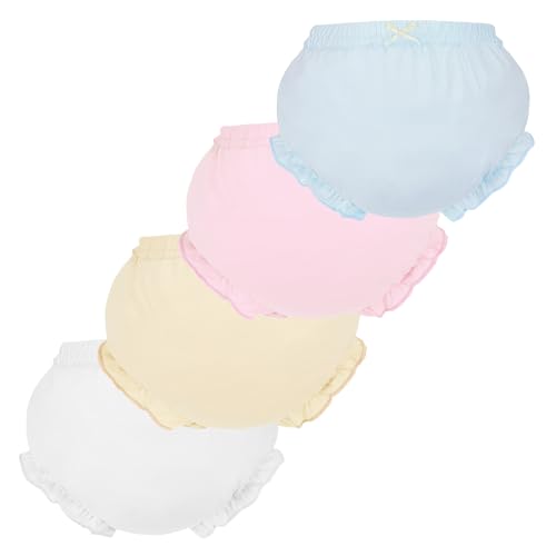 Billion Xin Höschen Packung mit 4 Baby Unterwäsche Kleinkinder Packung Komfort Elegant Uni-Farbe mit Prinzessin Rüschen Unterhose Unterwäsche für Baby Mädchen von Billion Xin