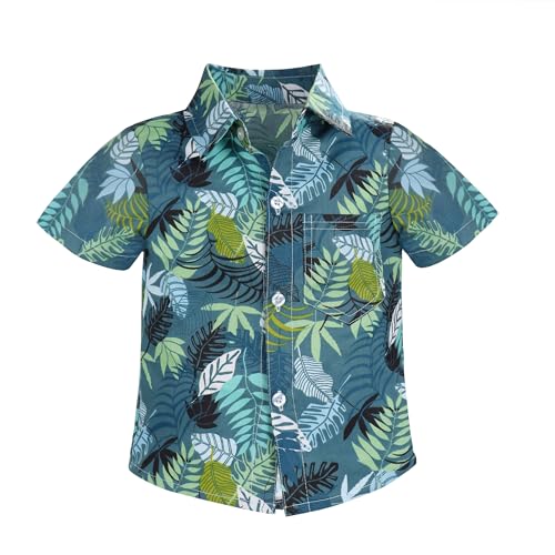 Hawaii Shirts für Kinder Baby Boy Print Shirt Top Button-Down Kurzärmliges Sommershirt Urlaub Strand Oberteil von Billion Xin