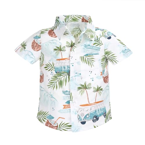 Hawaii Shirts für Kinder Baby Boy Print Shirt Top Button-Down Kurzärmliges Sommershirt Urlaub Strand Oberteil von Billion Xin