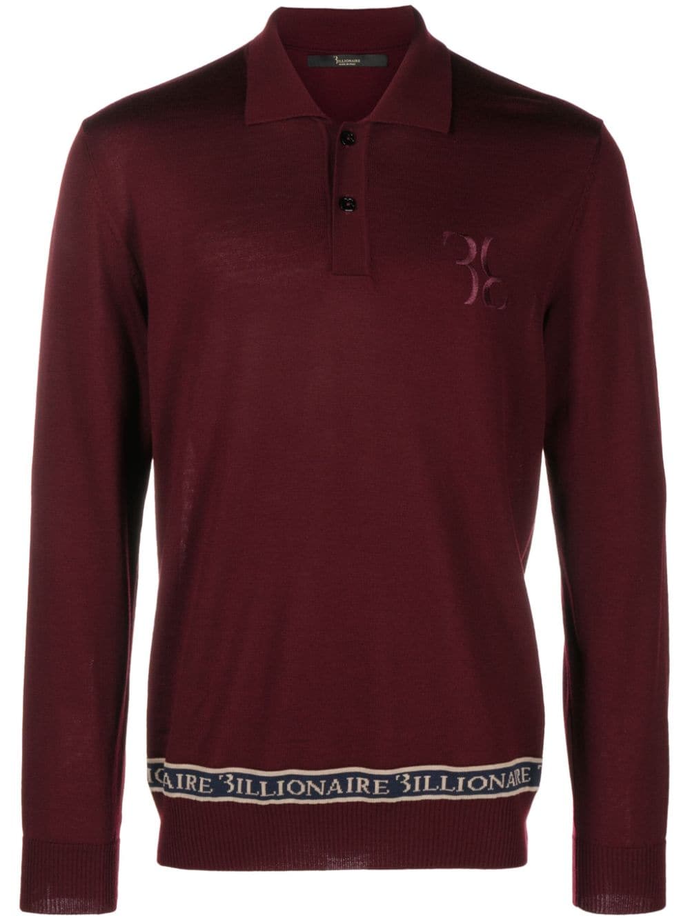 Billionaire Merino-Poloshirt mit Logo-Stickerei - Rot von Billionaire