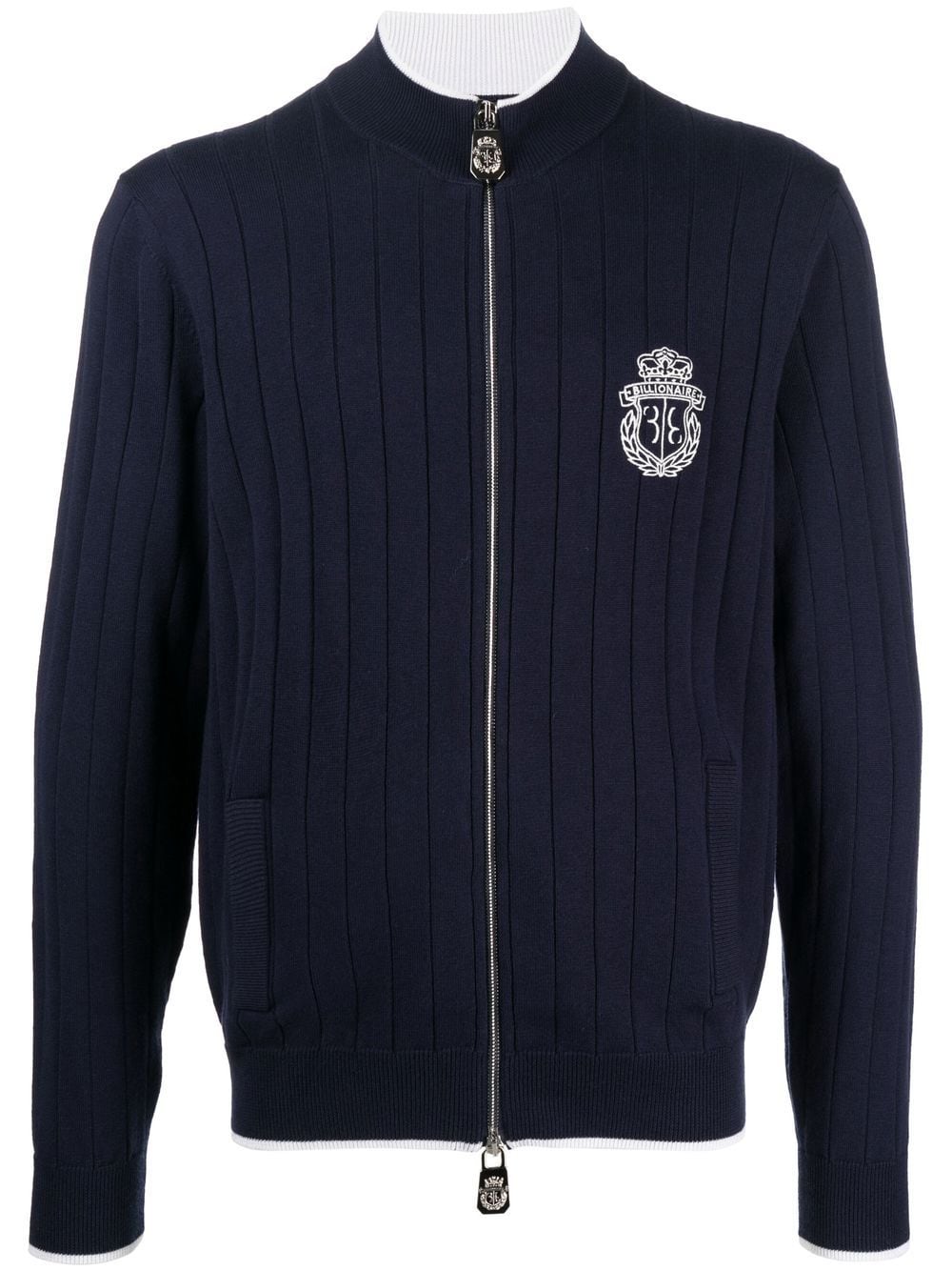 Billionaire Gerippter Pullover mit Logo - Blau von Billionaire