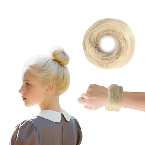 Scrunchies für Glattes Haar Haarteil Mit Gummiband Dutt Gelockt Elastisches Haargummi mit Haaren Donut Zubehör Hochsteckfrisuren Haarverlängerung für Frauen von Billowvolve