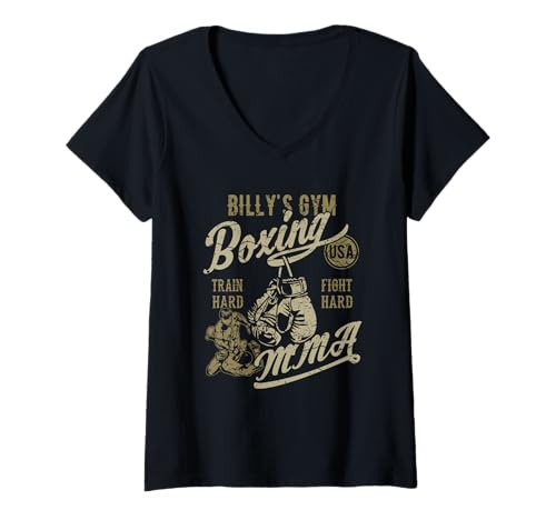 Damen Billy's Gym Boxing MMA Retro Design für den Namen Billy T-Shirt mit V-Ausschnitt von Billy's Gym Boxing MMA Designs for the Name Billy