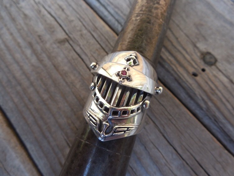 Mittelalterliche Krieger Armet | Helm Ring Handgefertigt in Sterling Silber von Billyrebs