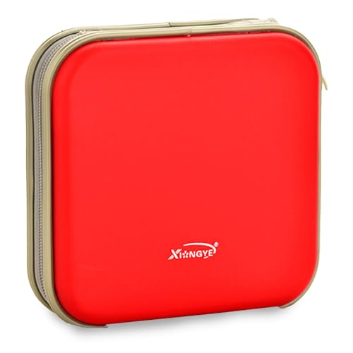 Biluer 1PCS CD Tasche für 40 Discs CD Hüllen CD Aufbewahrung DVD Tasche Mappe zur Aufbewahrung Platzsparend für Büro Wohnzimmer und Zuhause (rot) von Biluer