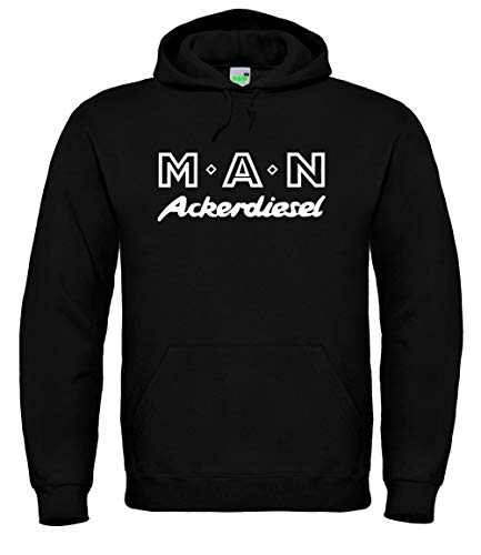 Bimaxx M-A-N Ackerdiesel Herren Hoodie, Kapuzenpullover, Langarm, Brustdruck | Schwarz | Größe M von Bimaxx