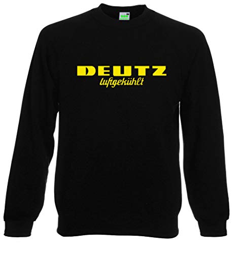 Bimaxx Deutz Luftgekühlt Sweatshirt Herren Pullover | Langarm, Rundhals, großer Brustdruck | Schwarz, Druck gelb | Größe 3XL von Bimaxx